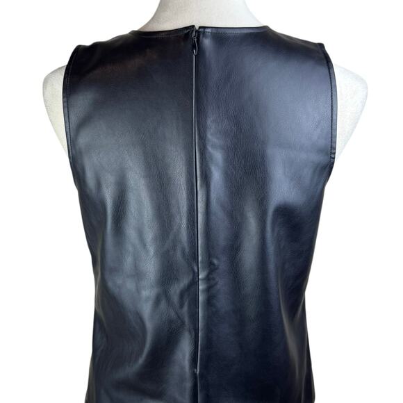 J. Crew XS Black Faux Leather Full Zip Lined Sleeveless Round Neckline Tank Top - Picture 7 of 12